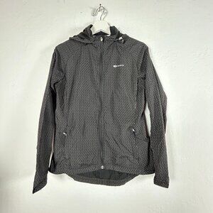 Sugoi Womens Hooded Zip Training Jacket Medium Black Striped Full Zip Activewear